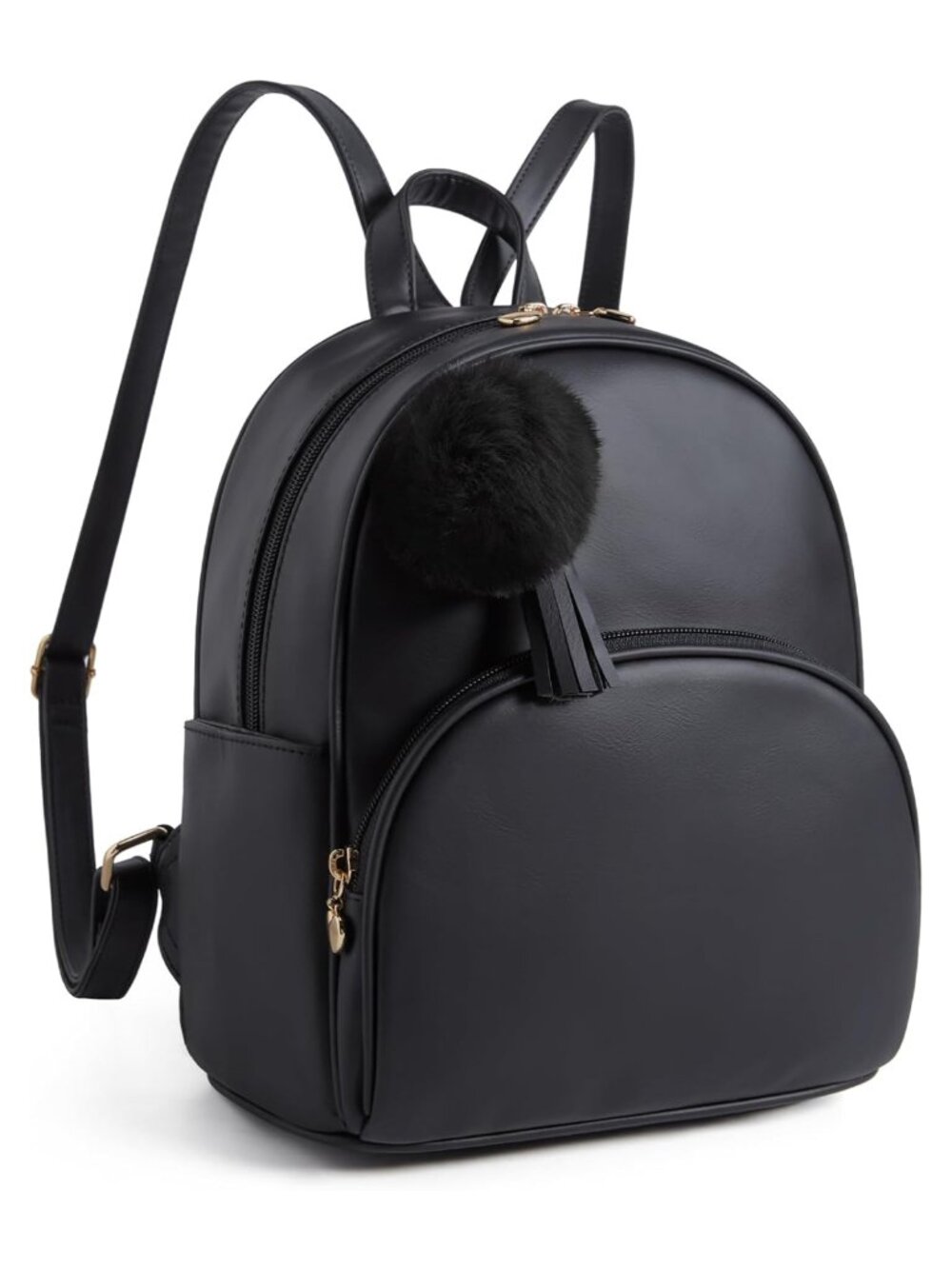 Mini Backpack Purse Faux Leather Small Travel Daypack with Removable Pompom